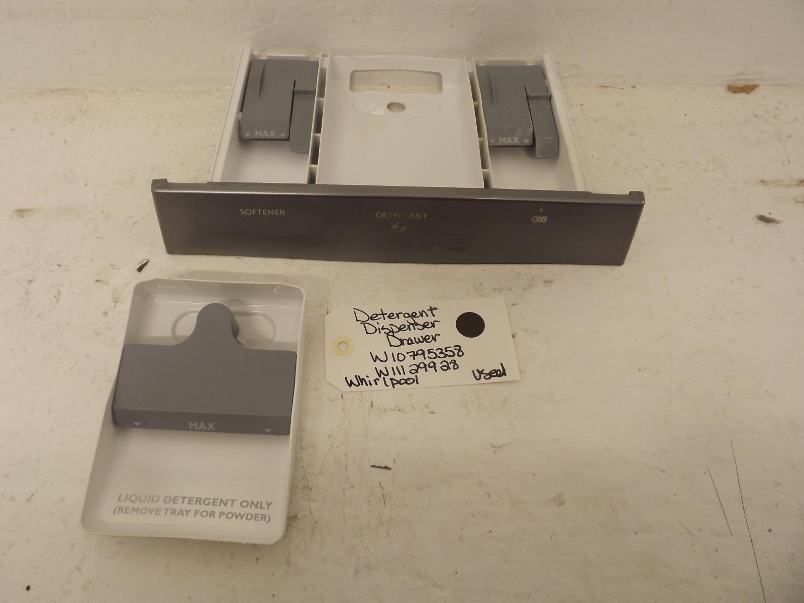 Whirlpool Washer W10795358 W11129928 Detergent Dispenser Drawer Used Whirlpool Washer W10795358 W11129928 Detergent Dispenser Drawer Used